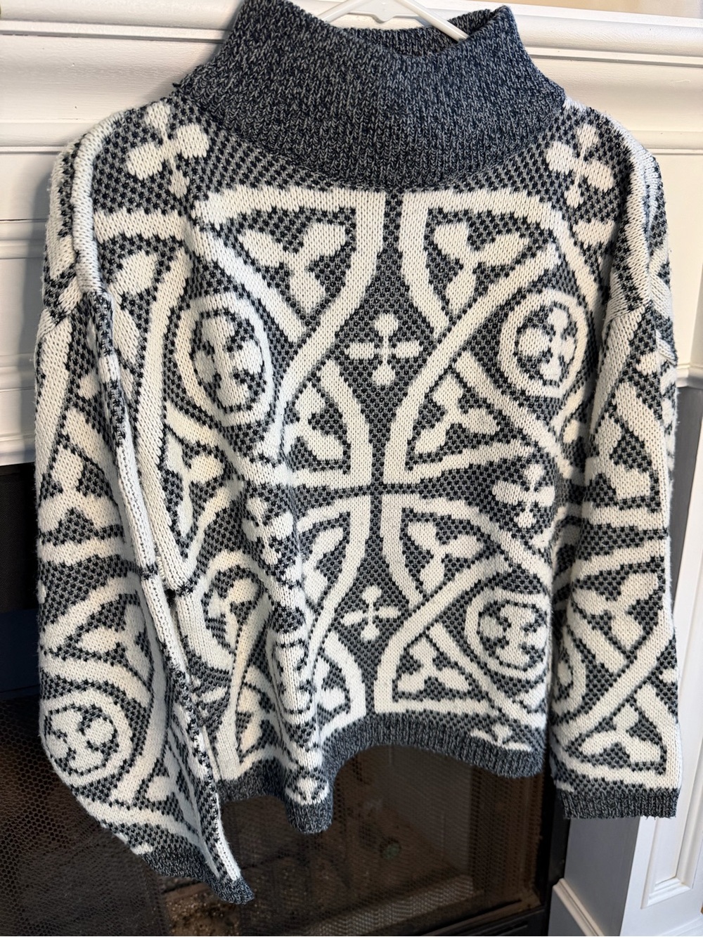 Vintage Just Cristina Geometric Knit Cropped Boxy Sweater Large